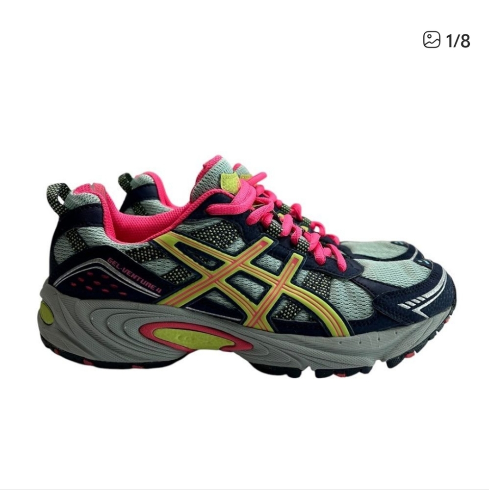 ASICS Women's Running Shoes - blue yellow and Pink 7.5